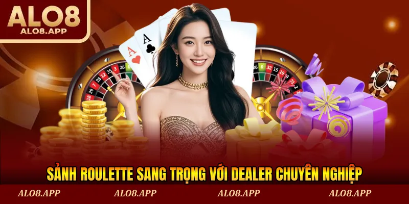 Sảnh roulette sang trọng với dealer chuyên nghiệp